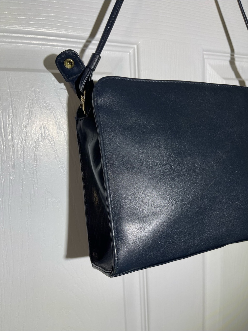 GIANI BERNINI Genuine Leather Navy Crossbody Shoulder Bag VTG - Picture 7 of 11